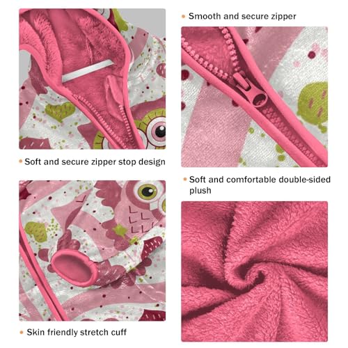 OTVEE Owls Birds in Spring Pink Kids Hoodie Jacket Fall Spring Full Zip Warm Outwear Coat3