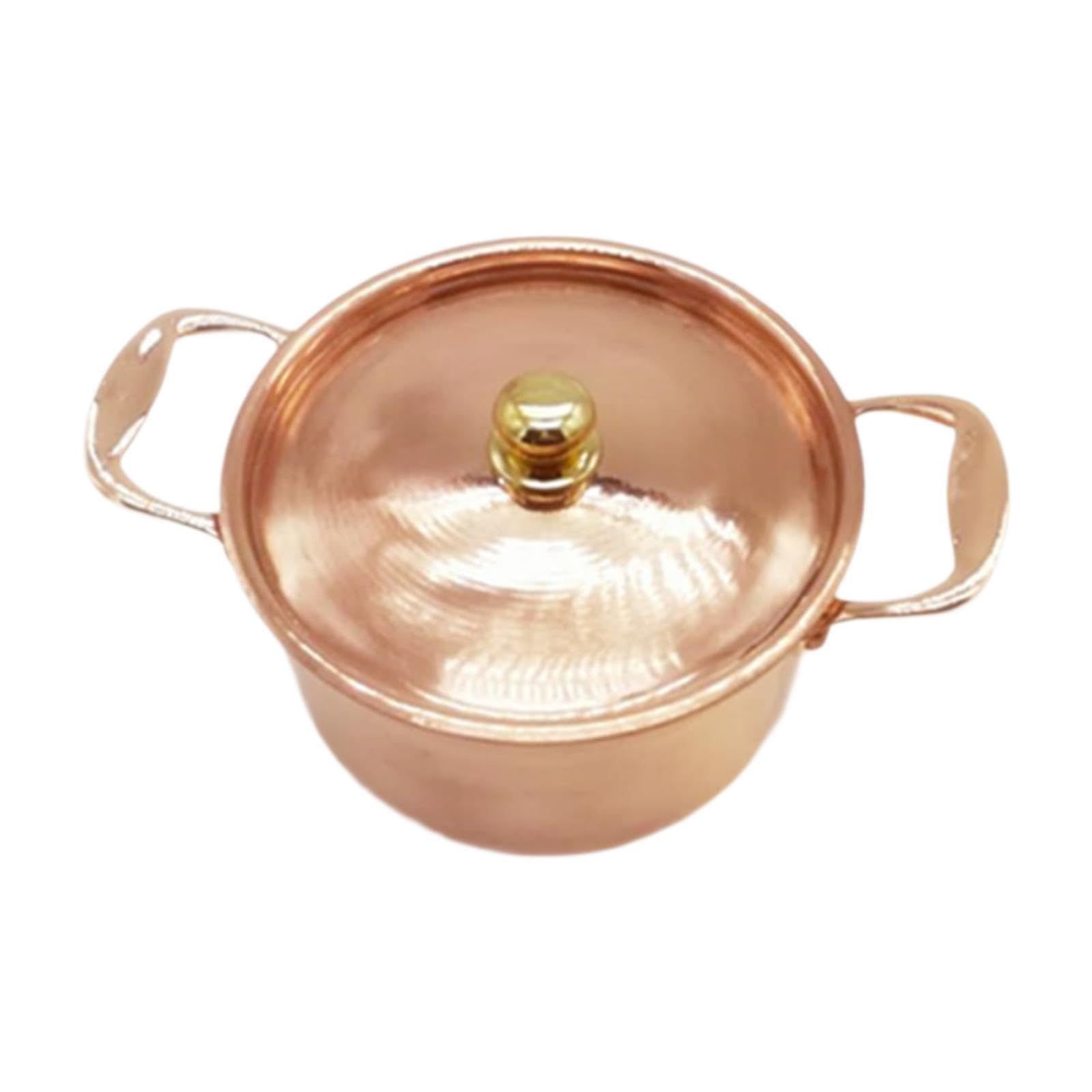 Olla de Cobre para Cocinar Sopa con Tapa, Antiadherente, Olla para Hervir, Fondo Plano, Apta para Inducción, Ideal para Restaurantes Y Uso PE