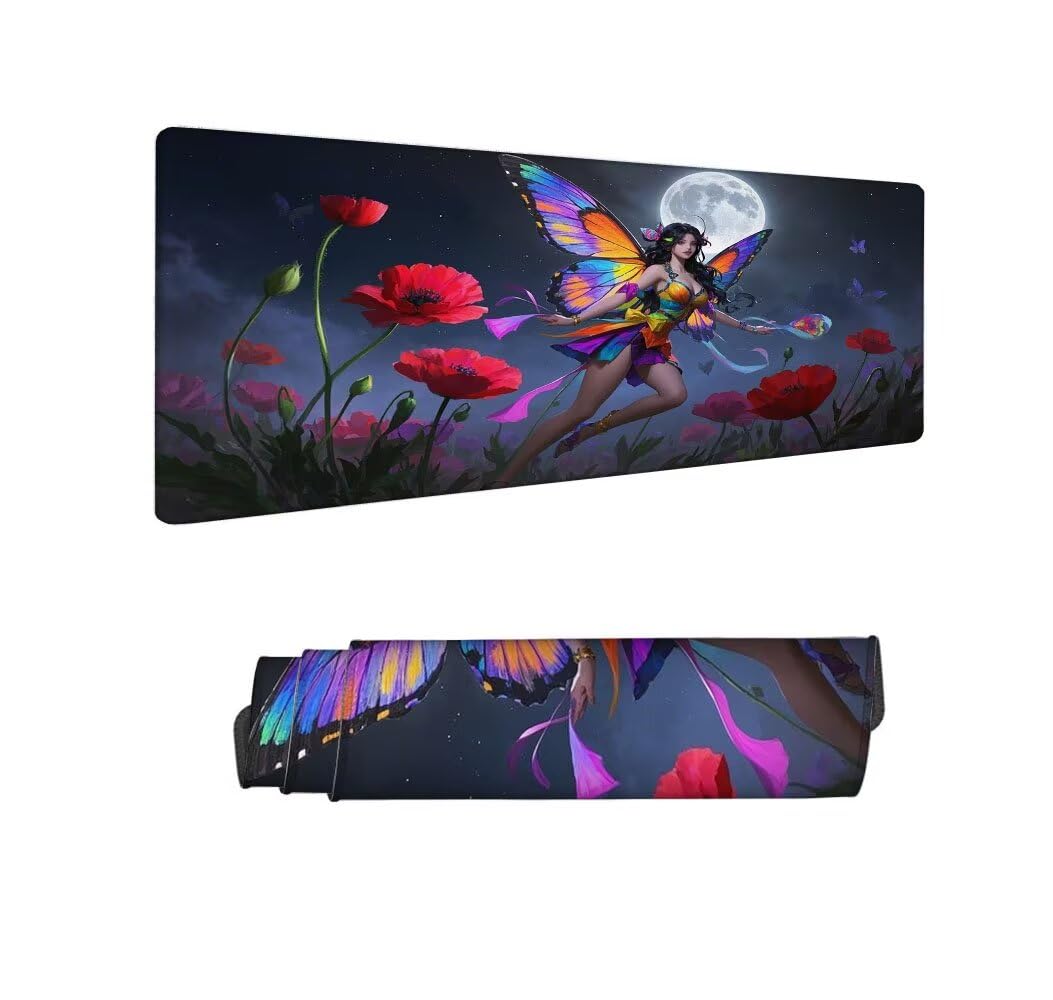 Colore Tappetino Mouse XXL 1000x500x3mm, Gaming Tappetino Mouse Elfo Mousepad con Base in Impermeabile Gomma Antiscivolo per Tastiera Computer Ufficio Idea Regalo Festa del Papà e Compleanno X-956