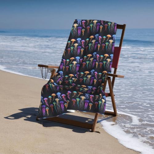 Toalla de playa cómoda y absorbente con estampado de medusas 8