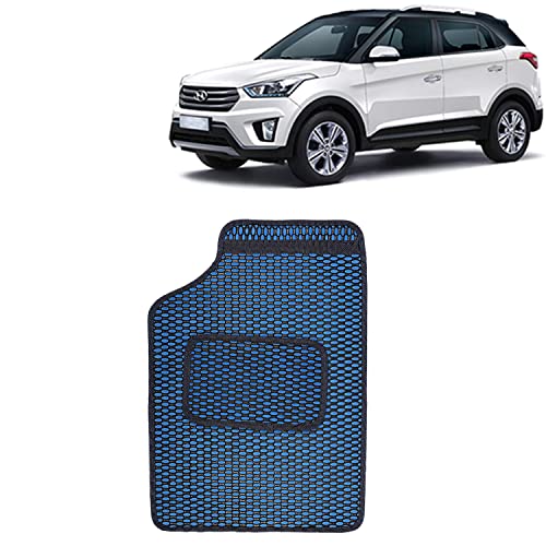 Image of Kingsway Dotted Design Car Floor Foot Mats Universal Fit for Hyundai Creta, Model Year : 2015-2017, Water and Dustproof, Color Blue, Set of 5 Pieces