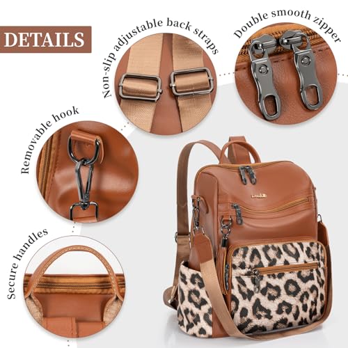 Image of PU Leather Backpack Purse for Women Travel Convertible Shoulder Tassel Bag Ladies Work Travel Handbags