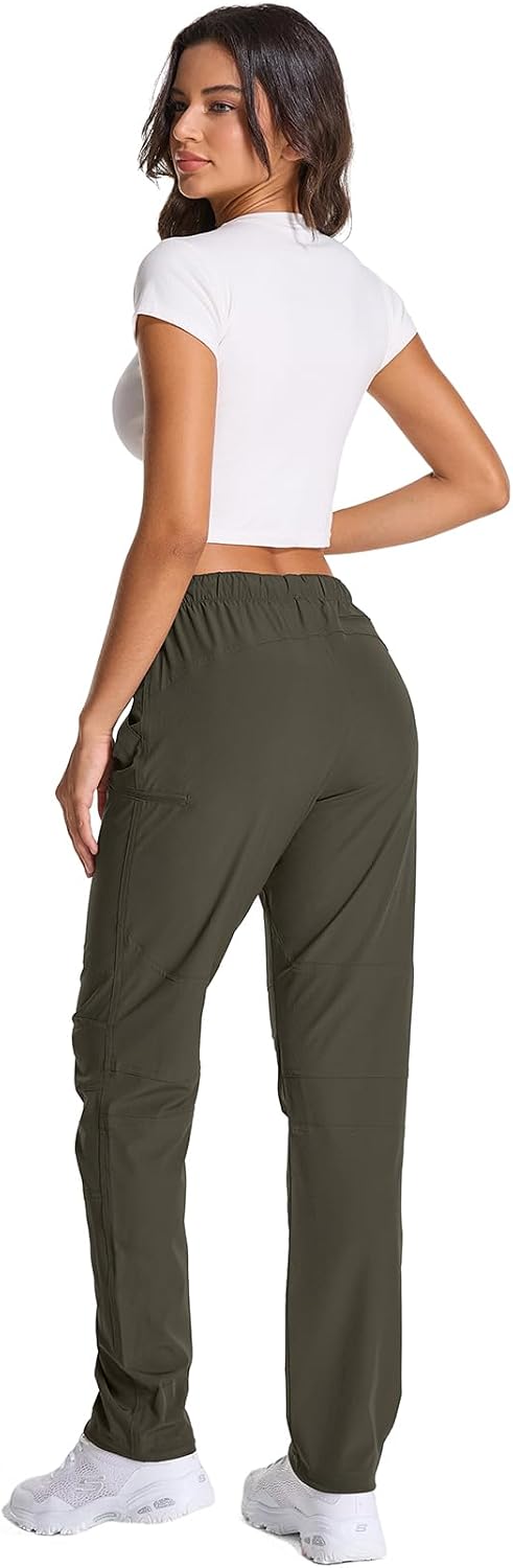 Lightweight Hiking Pants for Women Quick Dry Travel Pants Water Resistant with Zipper Pockets for Safari Camping