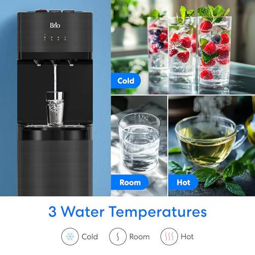 Image of Brio Bottleless Water Cooler Dispenser w / 4-Stage Filters (Included) removes PFAS & Microplastics for Clean Drinking Water, NSF Certified | 3 Temp (Hot, Room, Cold) w /Child Safety Lock & LED Display