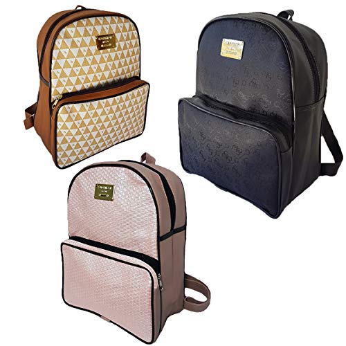 Kit Bolsas Feminina Mochila Couro Leve 3 Pague 2 Ideal Para Faculdade Escola Trabalho Viagens Leve C