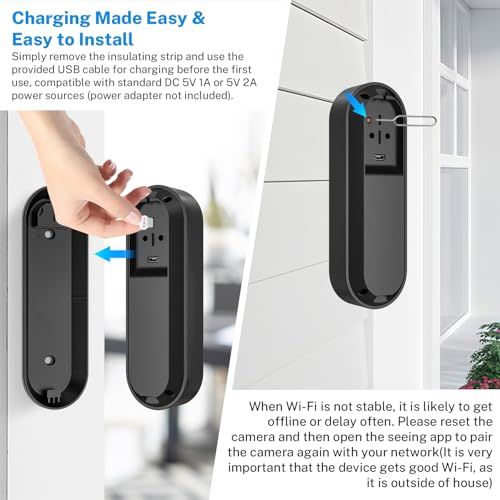Wireless Wi-Fi Video Doorbell Camera with AI Motion Detection, 2 Way Audio, Night Vision, Cloud Storage, 2.4GHz Wi-Fi Only, Battery Powered thumbnail 8