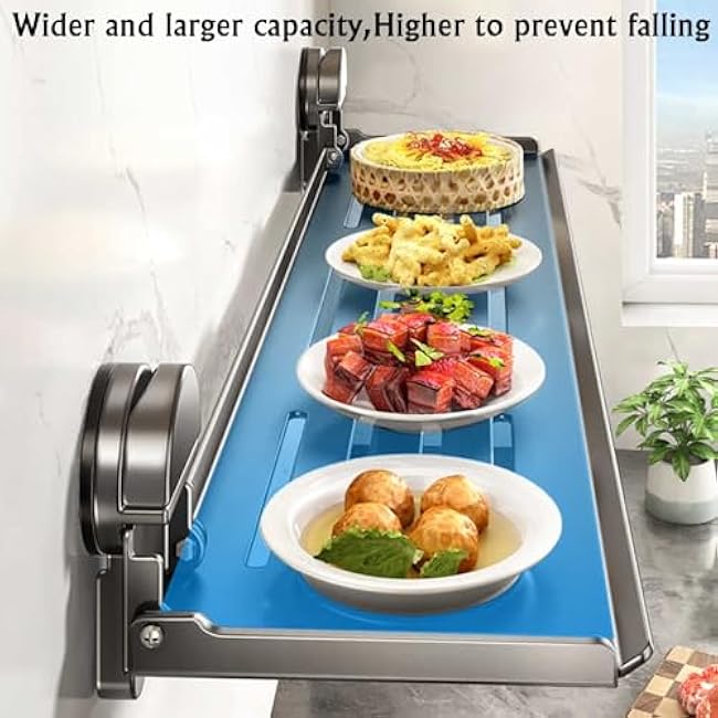 Wall-mounted Folding Kitchen Rack,Cooking Plates for Fruit And Vegetable,Side Dish Stacking Storage,for Snack Fruit and Vegea(59X20.2X17cm)