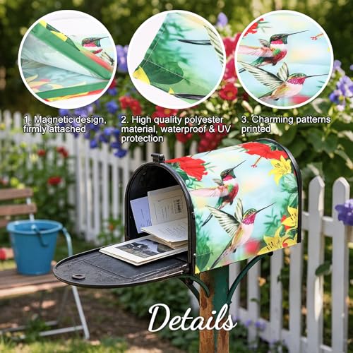Image of Mailbox Covers Magnetic Standard Size 18 x 21 Inch Beautiful Flowers in Spring,Mailbox Wraps for Garden Yard Home Outdoor Decor (Hummingbird)