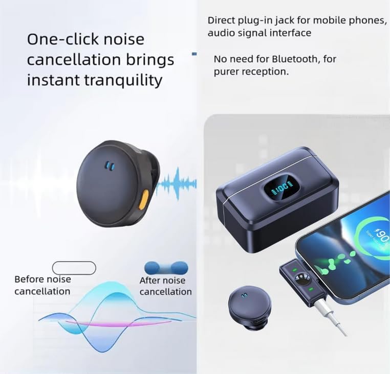 Image of Q8 Dual Wireless Lavalier Microphone with LED Display Case, Noise Cancelling Lapel Microphone for YouTube, Vlogging, Recording, Plug & Play for iPhone, Android