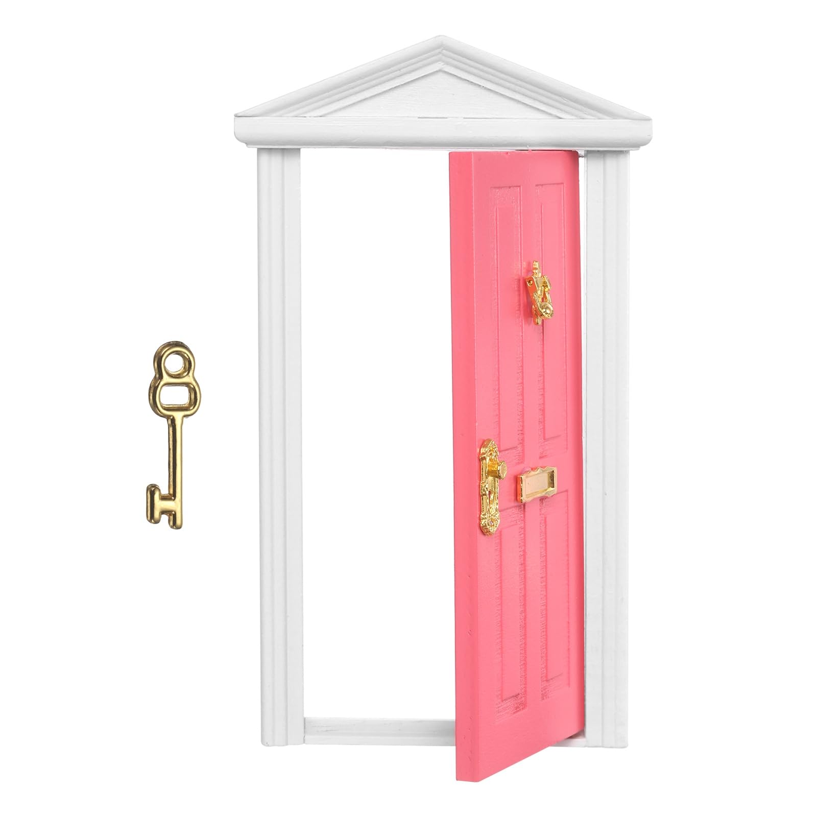 YELARXI Miniature Door Dollhouse, Dollhouse Wooden Door Miniature Furniture Accessories for DIY Crafts Miniature Fairy Tale Room Decoration, Pink