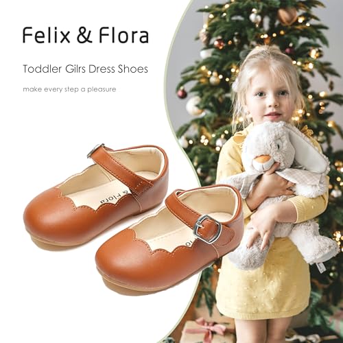 Image of Felix & Flora Toddler Flower Girl Dress Shoes - Baby Girl Ballet Mary Jane Flats for Party School Wedding