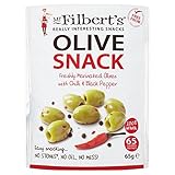Mr Filberts Olive Snacks Pitted Green Olives with Chilli & Blackpepper - 65g (0.14lbs)