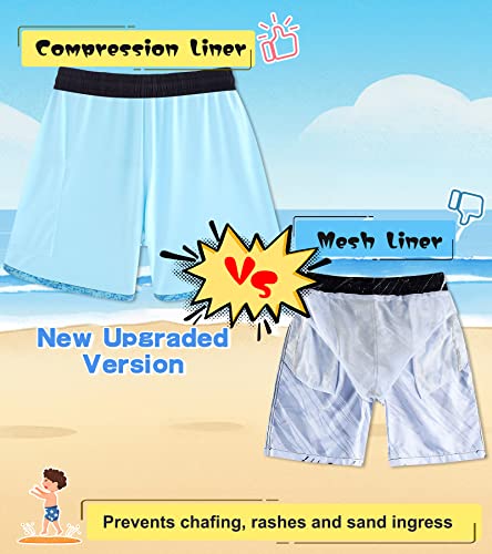 Belovecol Boys Swim Trunks Size 14-16 Tie Dye Bathing Suits With Boxer Brief Liner Drawstring Anti Chafe Swim Shorts Lightweight Breathable Swimwear #TOP2