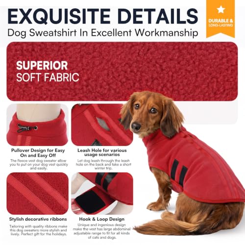 Image of Queenmore Small Dog Sweater,Soft Fleece Dog Vest Dog Jacket with Leash Hole