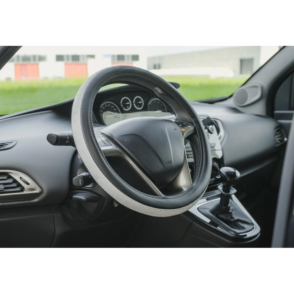 Lampa 33170 Diamonds Silver Car Steering Wheel Cover with Rhinestones Silver - S - Diameter 35/37 cm