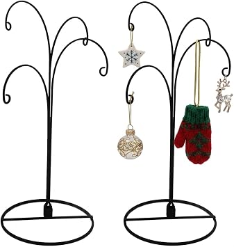 HOHIYA Christmas Decoration Display Stand Dog Cat Hanging Hook Black Glass Ball