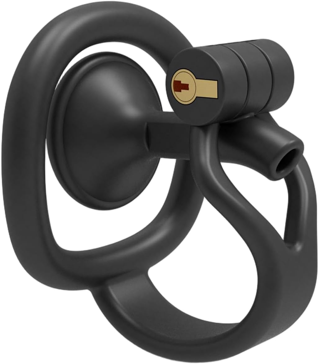 Inverted Chastity Cage Male Cock Cage with Hidden Lock and Urine Tray Sex Toys Resin Penis Cage is Lightweight and Breathable Chastity Device for Bondage of a Man's Penis (S,Black)