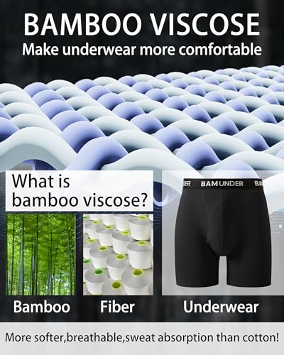 Men's Bamboo Viscose Underwear Boxer Briefs 4 Pack - Breathable Comfort Fit with 3D U-Shaped Pouch & No Ride-Up Legs3