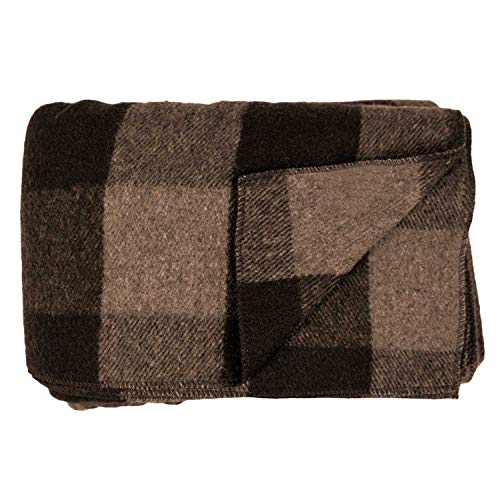 Minus33 Merino Wool - White Mountain Woolen Lodge Twin Blanket - Warm Throw Blanket - Picnic Blanket - 80% Recycled Wool - 65W X 90L - Brown And Tan Plaid #TOP2