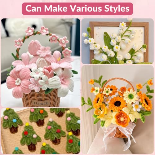 Image of YUNAMI 100 Pcs Multicolor Pipe Cleaners for DIY Craft Flowers - Fuzzy Chenille Stems & Fluffy Sticks for Arts & Crafts, Creative School Projects, Kids Craft Supplies, Home & Party Decor