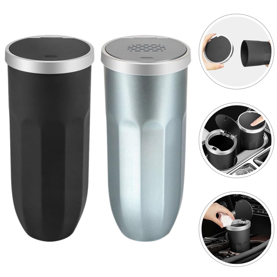 ABOOFAN 2pcs Car Trash Bin Auto Garbage Can Storage Container Leakproof Car Trash Can Push Button Lid