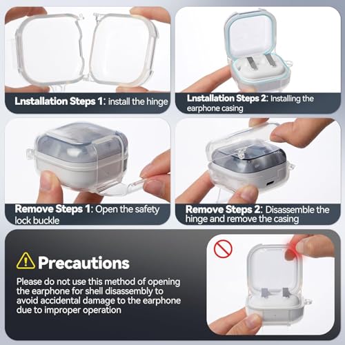 Image of Meyaar for Samsung Galaxy Buds 4 Pro /Buds 4 Case 2026,Military-Grade Shockproof, Soft TPU Highly Transparent Anti-Yellowing with Cleaning Kit (Lock (Transparent))