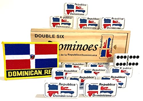 Double Six Dominican Republic Flag Engraved Dominoes miniatura 2