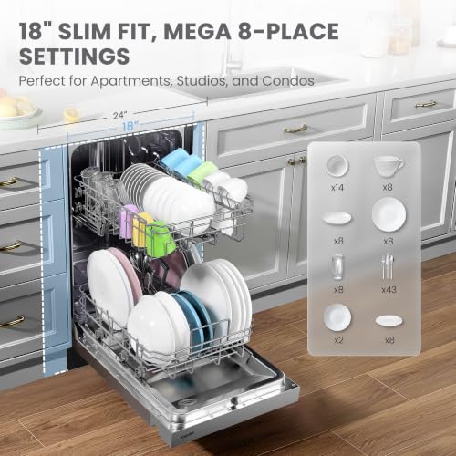 COMFEE' 18 Inch Built-in Dishwasher, Energy Star & NSF, Stainless Steel Tub - Image 4