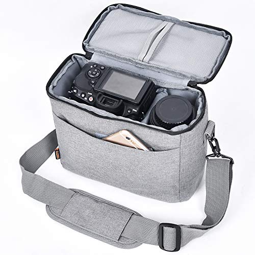Fosoto Camera Bag Case With Waterproof Rain Cover Compatible For Nikon D3500 D5600 D7500 D610 Canon Eos 4000D 2000D Sl3 T7 M50 M6 Sx530 Fujifilm X-T20,Grey #TOP1