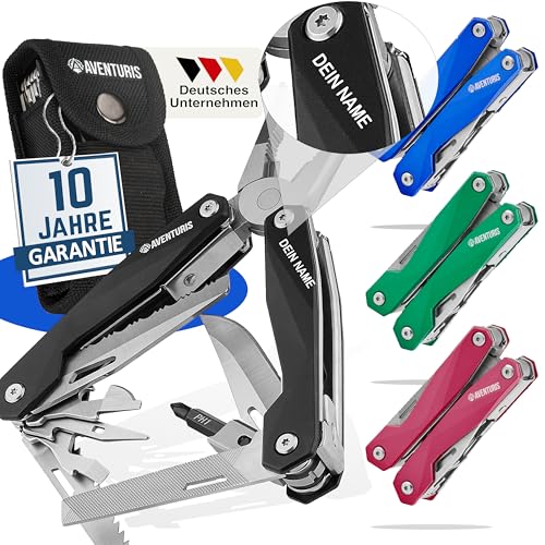 AVENTURIS® Multitool PEROSNALISIERT. Tolles Multifunktionswerkzeug als Fahrrad zubehör oder Outdoor Ausrüstung, ein Multitool Werkzeug als Herren Geschenke