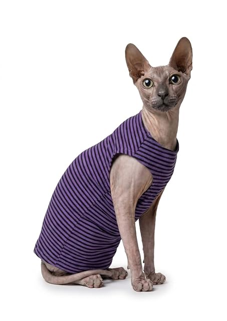 Kotomoda Gato desgaste Tanque Púrpura - Rayas Negras (XL)