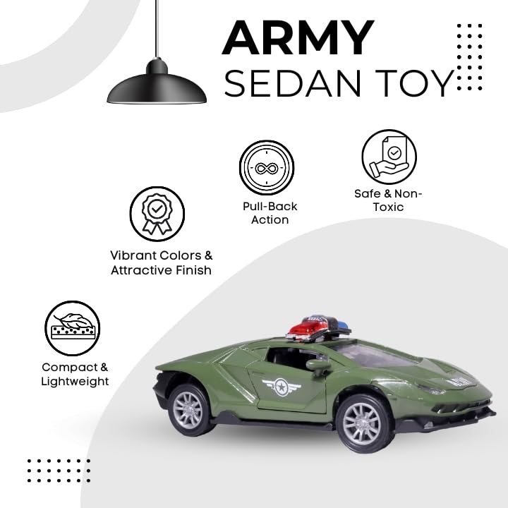 Image of Amisha Gift Gallery Diecast Army Lamborghni Ambulance Toy Car for Kids | 1:36 Scale Model, Metal, Pull Back, Sports Car, Boys