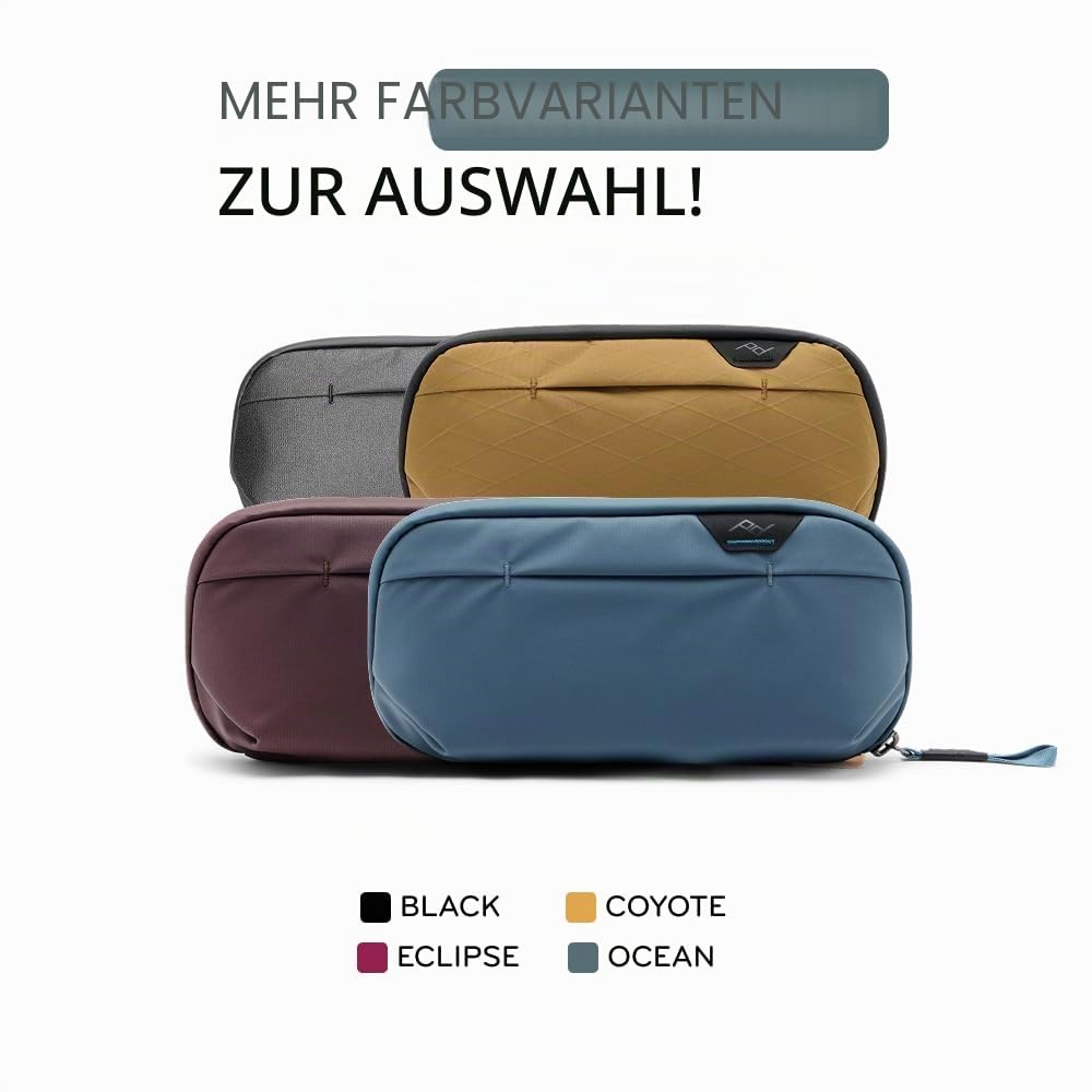 Peak Design Kleiner Waschbeutel, Ozean, wetterfest, Reise-Kulturbeutel, aufrecht oder hängend, mit Taschen, magnetische Zahnbürstentasche, breite UltraZip-Öffnung, Kulturbeutel für Damen und Herren
