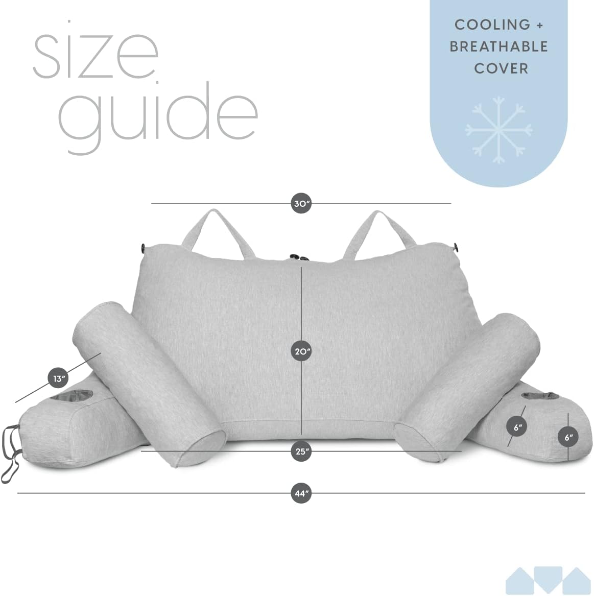Milliard Double Reading Pillow with Shredded Memory Foam, Great as Backrest for Books or Gaming with Cooling, Removable Cover-Two Person Sit Up Pillow