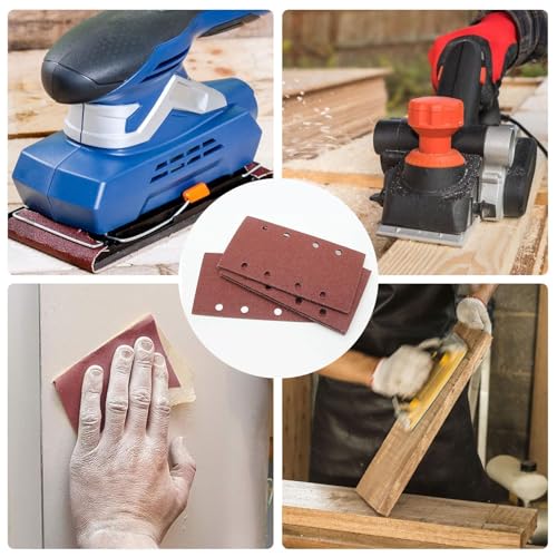 20 Stück Schleifpapier Set, Schleifblatt Set, 40/60/80/100/120/150/180/240/320/400 Körnung Rechteckiges Schleifpads, 8 Löcher Schleifpapier für Schwingschleifer, für Bosch Schleifer