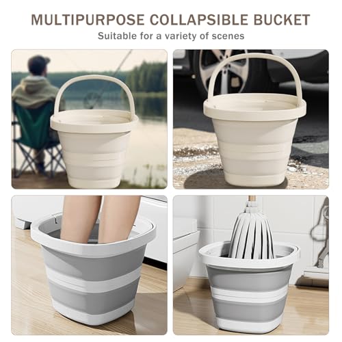 2-Pack Collapsible Buckets (2.6 Gallon/10L) - Foldable Rectangular Design with Handles, Space-Saving for RV, Camping, Car Wash, Fishing & Cleaning - Durable, Portable & Multi-Purpose - Thumbnail 6