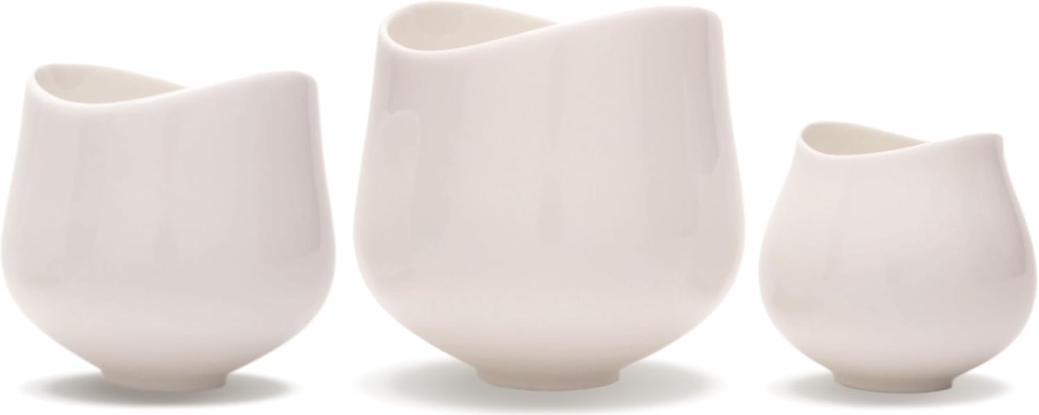 palatti Mobius Porcelain Coffee Cup, Set of 3, in S, M, L Sizes, 3oz(90ml), 5oz(150ml), 10oz(300ml), Perfect for Espresso, Pour Over, Latte Art, Cappuccino and Flat White (Glossy White)