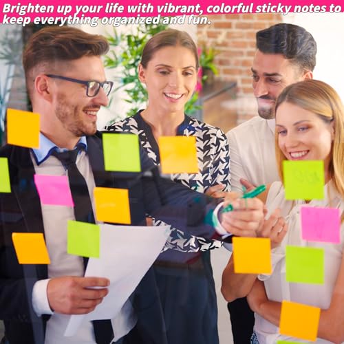 Image of 35 Pack Sticky Notes Bulk 3x3 Inch 5 Bright Colors Colorful Memo Pads