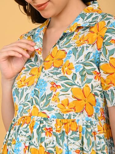 Image of The Mom Store Maternity and Nursing Dress | Pre and Post Pregnancy Dress for Womens | Zipper /Button Opening | Causal Wear | Trendy Stylish Causal Dresses for New Moms