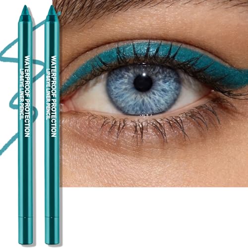 2 PCS Teal Eyeliner Pencil, Cream Gel Waterline Eyeliner Smooth W...