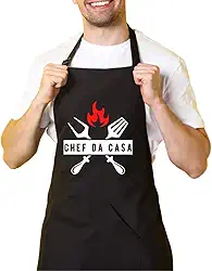 Avental De Cozinha Churrasqueiro Preto Chef Da Casa