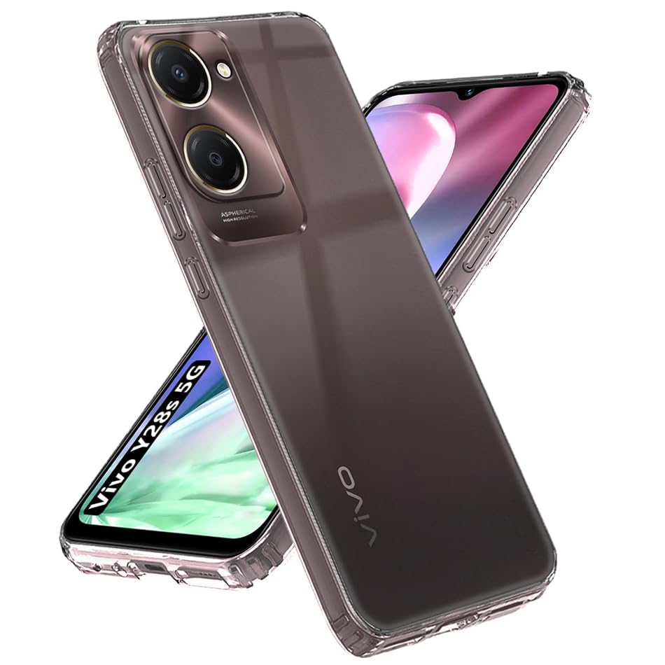 Image of Fashionury Crystal Clear Case for Vivo Y28s 5G | Yellowing Resistance | Transparent TPU Silicone | Raised Camera Lips | Slim Transparent Cover