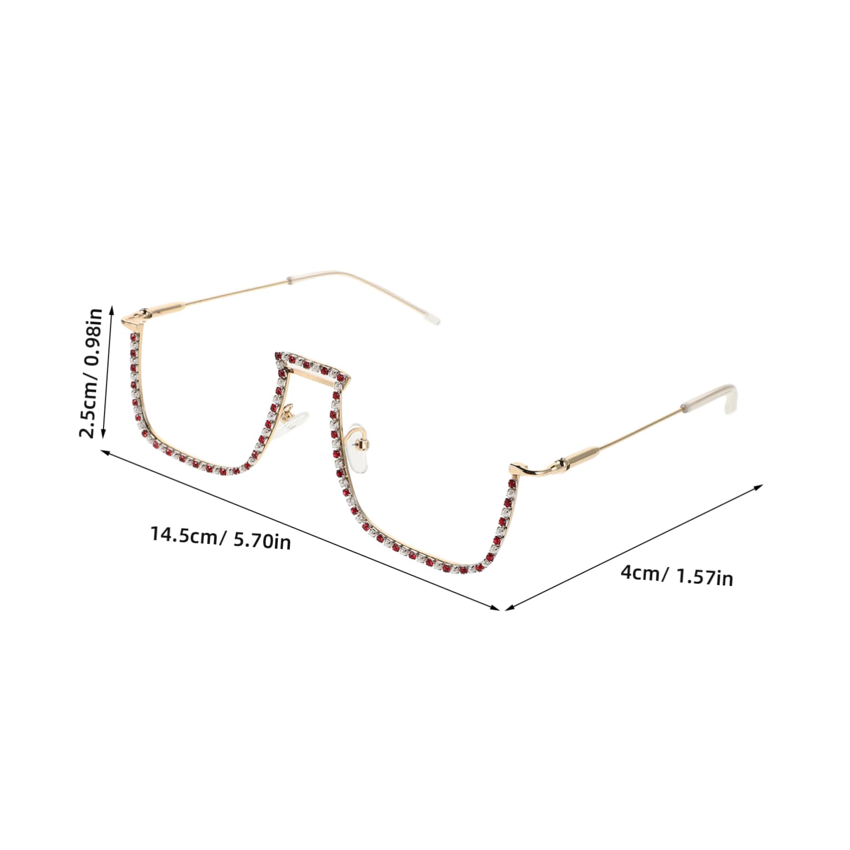 Didiseaon Unique Half Frame Glasses Rhinestone Eyewear Props Women's Fashion Party Accessory Photo Decor