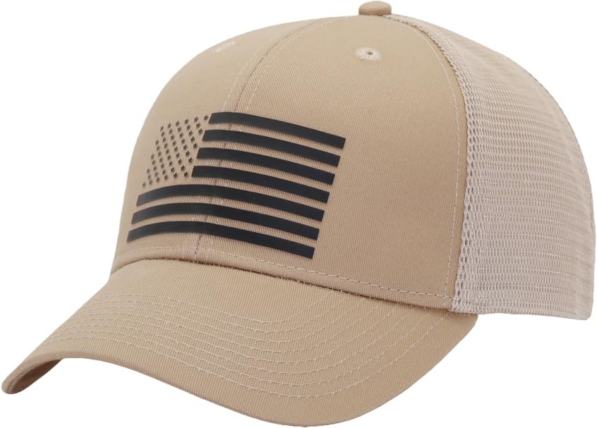Image of American Flag Trucker Hats, Patriotic Baseball Cap for Men, Adjustable Breathable Mesh Snapback, Fits OSFM & XXL Head