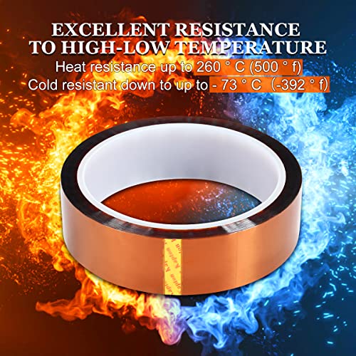 Image of Polyimide Film Adhesive Tape High Temperature Tape 1 inch (25.4mm) X 33m,No Residue Heat Resistant Tape for Sublimation, Masking, 3D Printing, Electric Task, Soldering