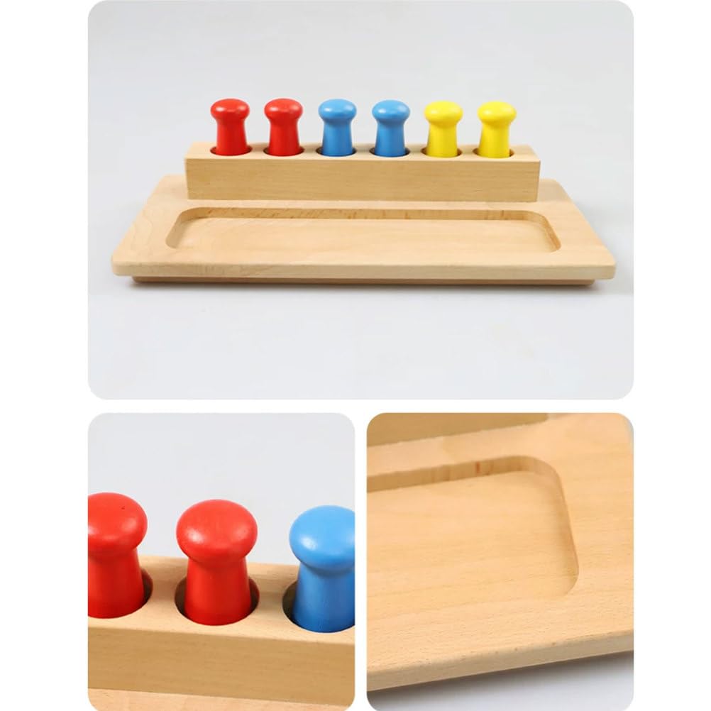 Montessori Farb-Zylinder-Steckbrett-Spielzeug, Holz-Sensorik-Steckspielset, Hand-Auge-Koordination- und Farblernspielzeug