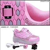 KOWO buty LED, świecące buty do jazdy na rolkach, dla dziewcząt, chłopców i chłopców, uniseks, pojedyncze podwójne chowane koła wielokrotnego napełniania, sporty outdoorowe, Rose1 586 Podwójne koło,