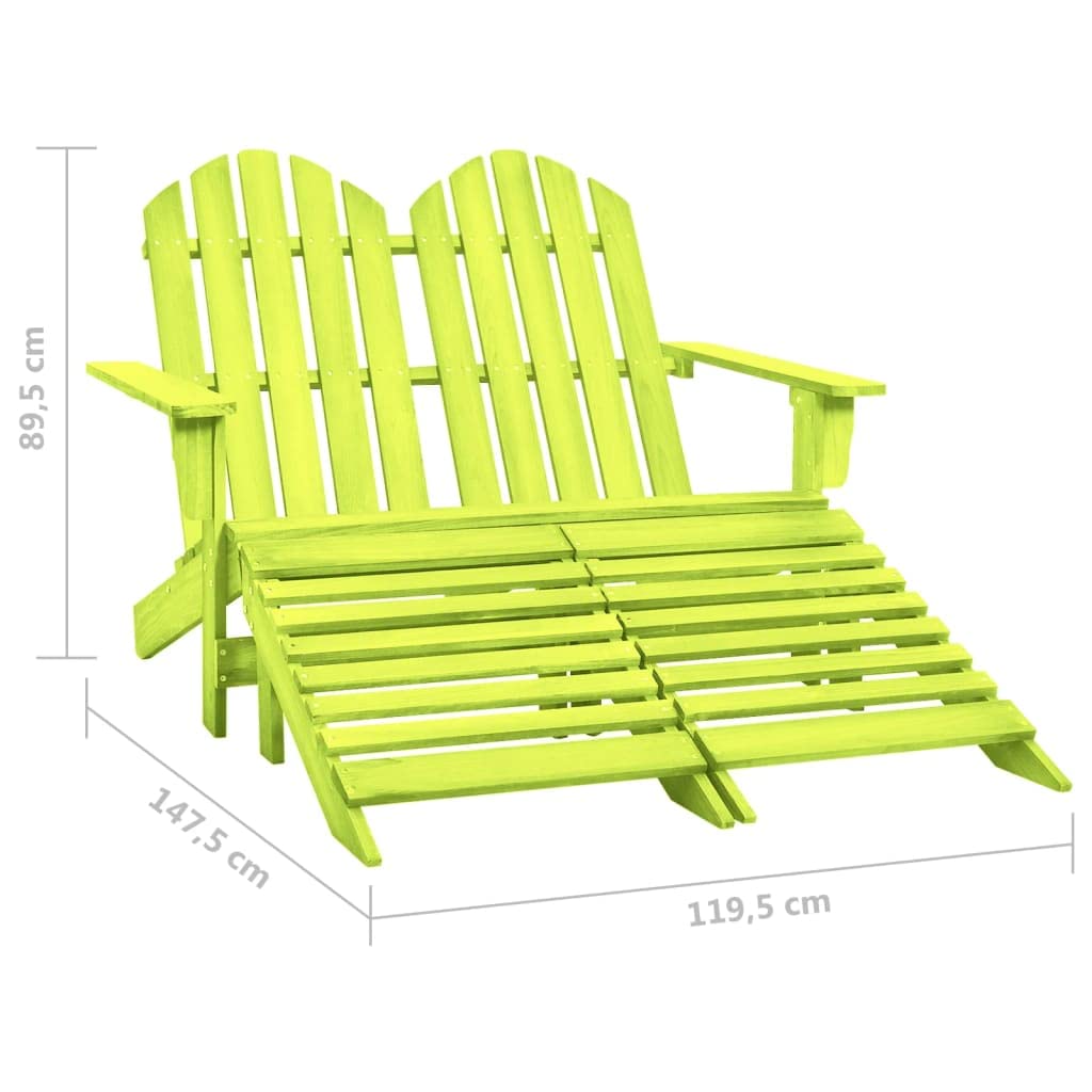 Adirondack Chaise 2 places avec pouf, bois massif épicéa vert