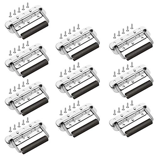 GBGS 10 Packs Spring Loaded Pull Handles with PVC Grip for Tool Box, Trunk, 110lbs/unit Load Bearing, Heavy Duty, Surface Mounted