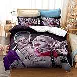 CHAOSE-UKB Bedding Set Harley Quinn Printing Duvet Cover and Pillowcase Child Adult Anti-mite Plus Velvet (Style 01,Double(200x200cm))